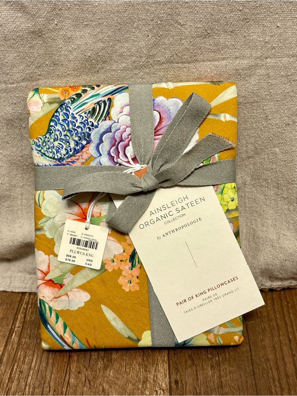 Anthropologie Ainsleigh Organic Sateen Floral Pillowcases - King Honey NWT